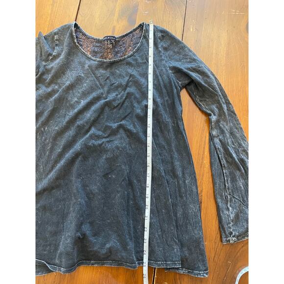 Basil Heart Lola Womens Medium Blouse 100% Cotton Gray Lace Design Long Sleeve - Picture 7 of 9